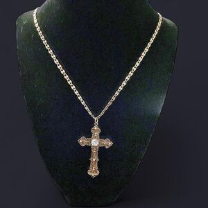 Elegant Bronze Cross Pendant Necklace